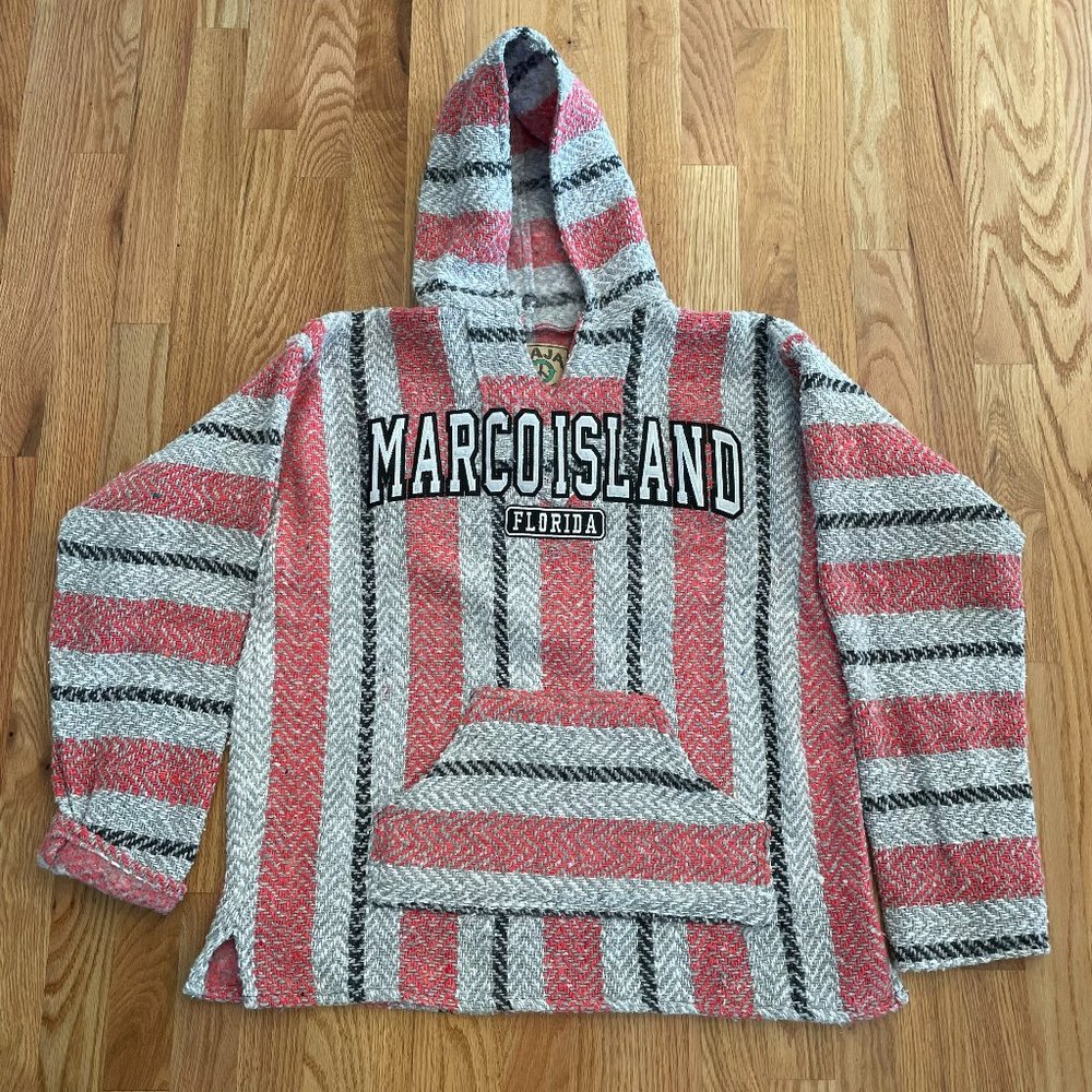 Baja Joe Hoodie Marco Island FL Beach Poncho Surfer Unisex Size S EUC